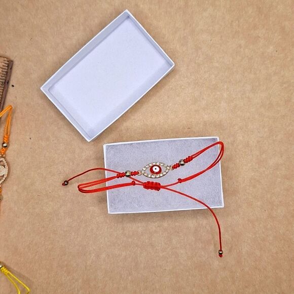 Red adjustable evil eye string bracelet protection jewelry - Picture 2 of 2